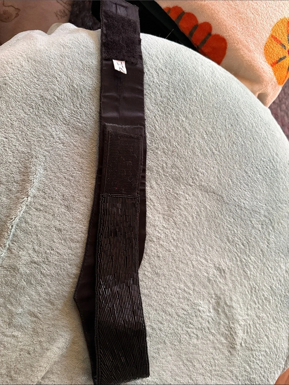La Regale Beaded Evening Waist Belt - Black and Silver